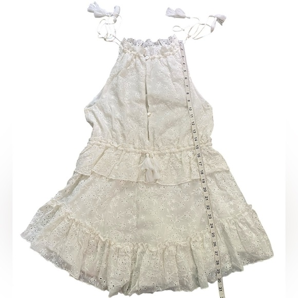 Skylar + Madison NEW White Eyelet Keyhole Smocked Summer Mini Dress Womens Small - Picture 13 of 13